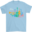 Jazz Lover Musical Instruments Guitar Mens T-Shirt 100% Cotton Light Blue