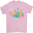 Jazz Lover Musical Instruments Guitar Mens T-Shirt 100% Cotton Light Pink