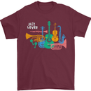 Jazz Lover Musical Instruments Guitar Mens T-Shirt 100% Cotton Maroon