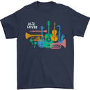 Jazz Lover Musical Instruments Guitar Mens T-Shirt 100% Cotton Navy Blue