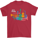 Jazz Lover Musical Instruments Guitar Mens T-Shirt 100% Cotton Red