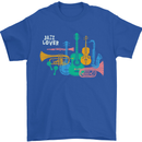 Jazz Lover Musical Instruments Guitar Mens T-Shirt 100% Cotton Royal Blue