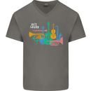 Jazz Lover Musical Instruments Guitar Mens V-Neck Cotton T-Shirt Charcoal