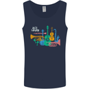 Jazz Lover Musical Instruments Guitar Mens Vest Tank Top Navy Blue