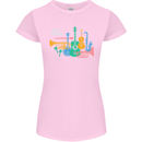 Jazz Lover Musical Instruments Guitar Womens Petite Cut T-Shirt Light Pink