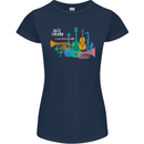 Jazz Lover Musical Instruments Guitar Womens Petite Cut T-Shirt Navy Blue