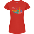 Jazz Lover Musical Instruments Guitar Womens Petite Cut T-Shirt Red