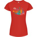 Jazz Lover Musical Instruments Guitar Womens Petite Cut T-Shirt Red