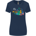Jazz Lover Musical Instruments Guitar Womens Wider Cut T-Shirt Navy Blue