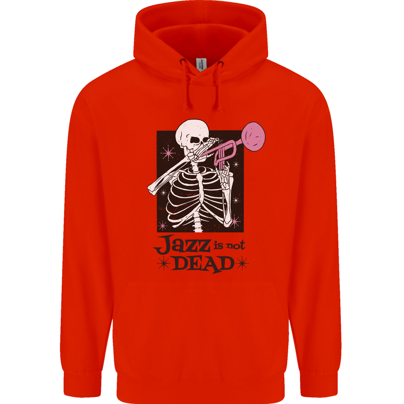 Jazz is Not Dead Skeleton Childrens Kids Hoodie Bright Red