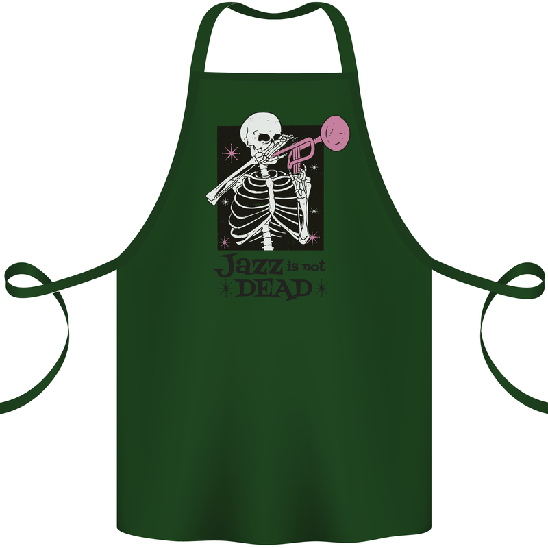 Jazz is Not Dead Skeleton Cotton Apron 100% Organic Forest Green