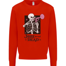 Jazz is Not Dead Skeleton Kids Sweatshirt Jumper Bright Red