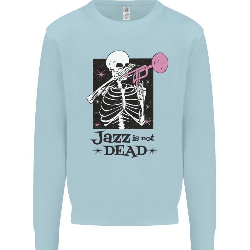 Jazz is Not Dead Skeleton Kids Sweatshirt Jumper Light Blue