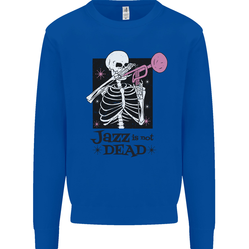 Jazz is Not Dead Skeleton Kids Sweatshirt Jumper Royal Blue