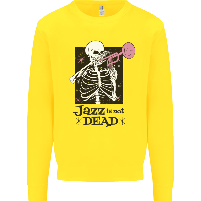 Jazz is Not Dead Skeleton Kids Sweatshirt Jumper Yellow