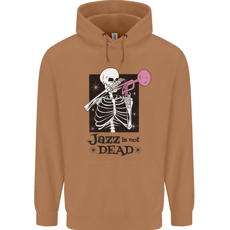 Jazz is Not Dead Skeleton Mens 80% Cotton Hoodie Caramel Latte