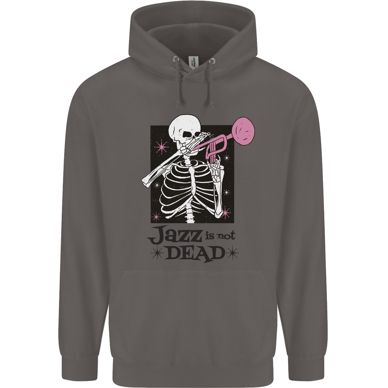 Jazz is Not Dead Skeleton Mens 80% Cotton Hoodie Charcoal