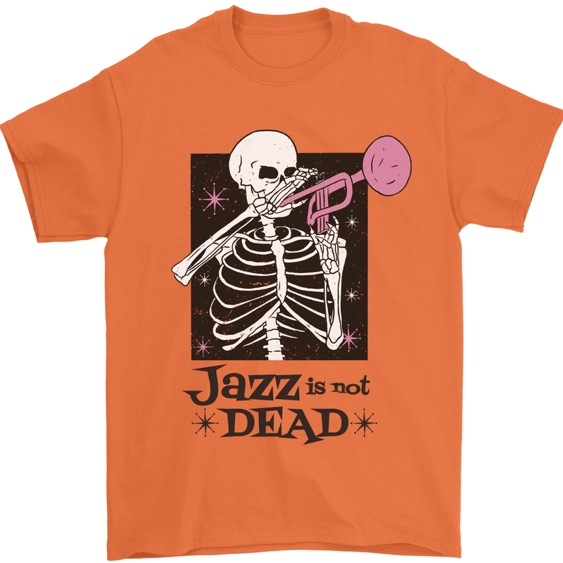 Jazz is Not Dead Skeleton Mens T-Shirt Cotton Gildan Orange