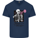 Jazz is Not Dead Skeleton Mens V-Neck Cotton T-Shirt Navy Blue