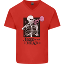 Jazz is Not Dead Skeleton Mens V-Neck Cotton T-Shirt Red