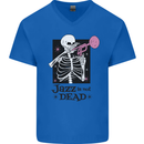 Jazz is Not Dead Skeleton Mens V-Neck Cotton T-Shirt Royal Blue