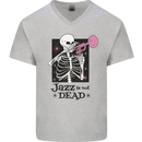 Jazz is Not Dead Skeleton Mens V-Neck Cotton T-Shirt Sports Grey