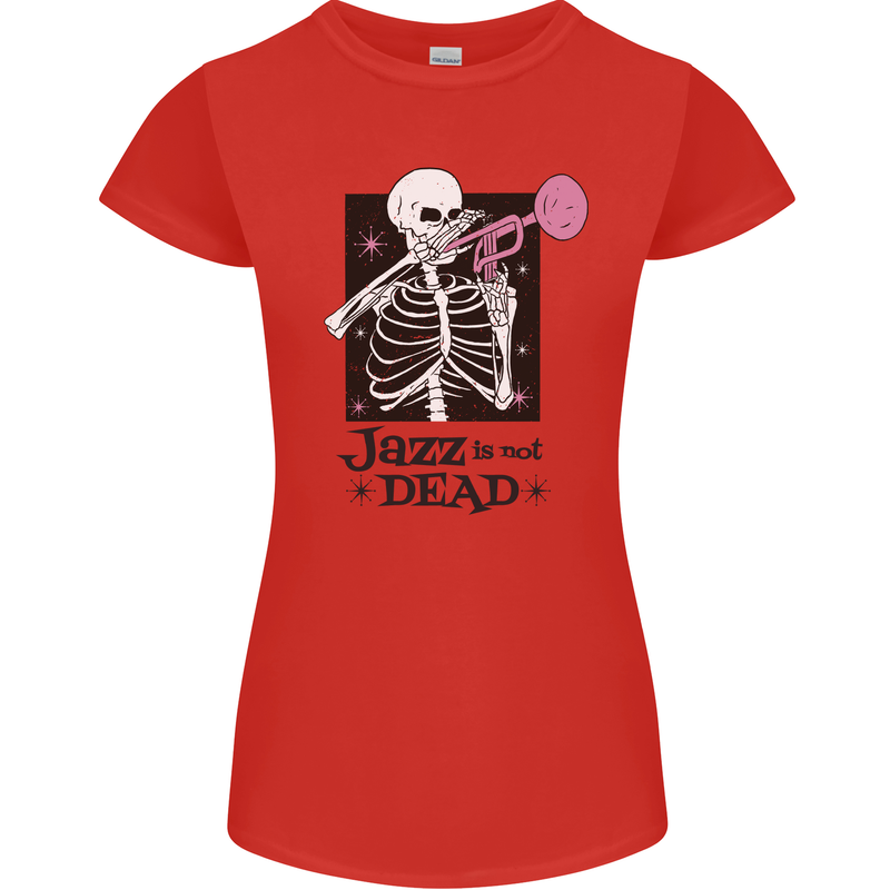 Jazz is Not Dead Skeleton Womens Petite Cut T-Shirt Red