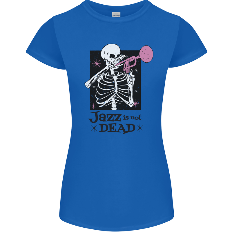 Jazz is Not Dead Skeleton Womens Petite Cut T-Shirt Royal Blue