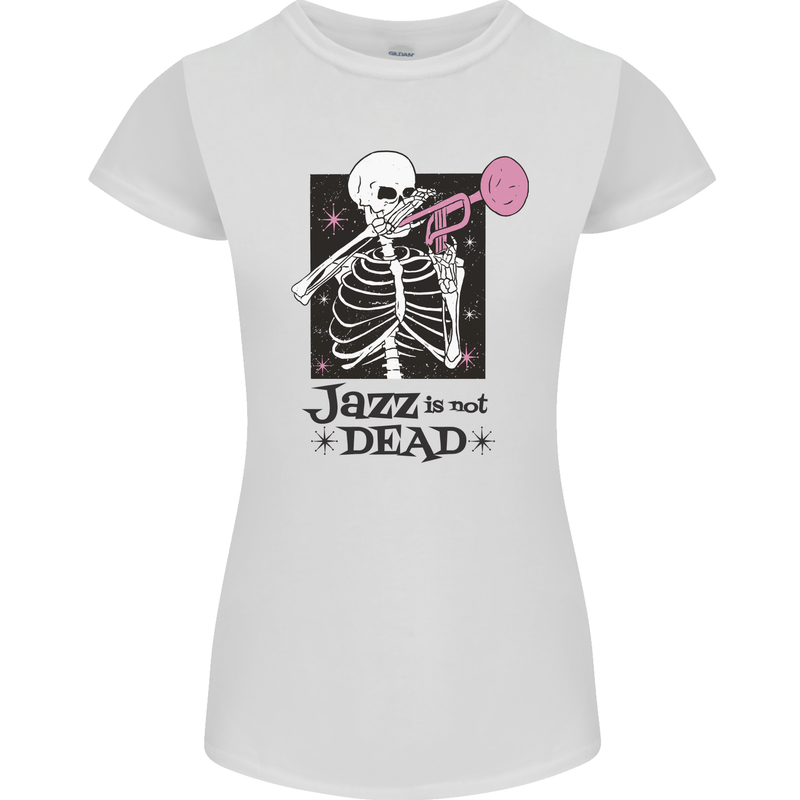 Jazz is Not Dead Skeleton Womens Petite Cut T-Shirt White
