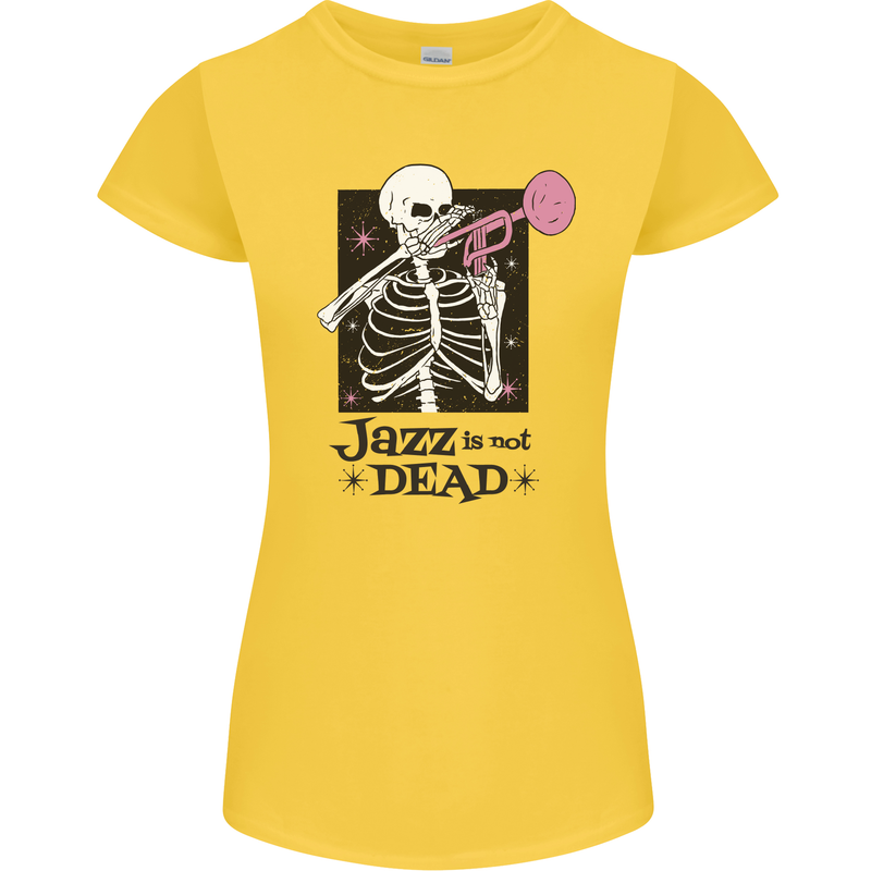 Jazz is Not Dead Skeleton Womens Petite Cut T-Shirt Yellow