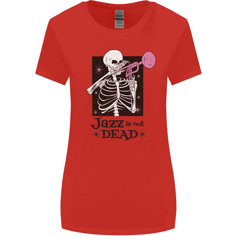 Jazz is Not Dead Skeleton Womens Wider Cut T-Shirt Red