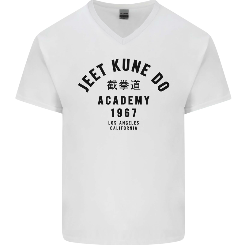 Jeet Kune Do Academy MMA Martial Arts Mens V-Neck Cotton T-Shirt White