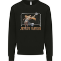 Jesus Saves Funny Atheist Christian Atheism Kids Sweatshirt Jumper Black