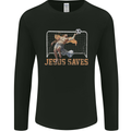 Jesus Saves Funny Atheist Christian Atheism Mens Long Sleeve T-Shirt Black