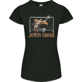 Jesus Saves Funny Atheist Christian Atheism Womens Petite Cut T-Shirt Black