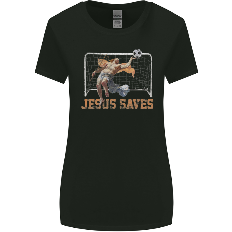 Jesus Saves Funny Atheist Christian Atheism Womens Wider Cut T-Shirt Black