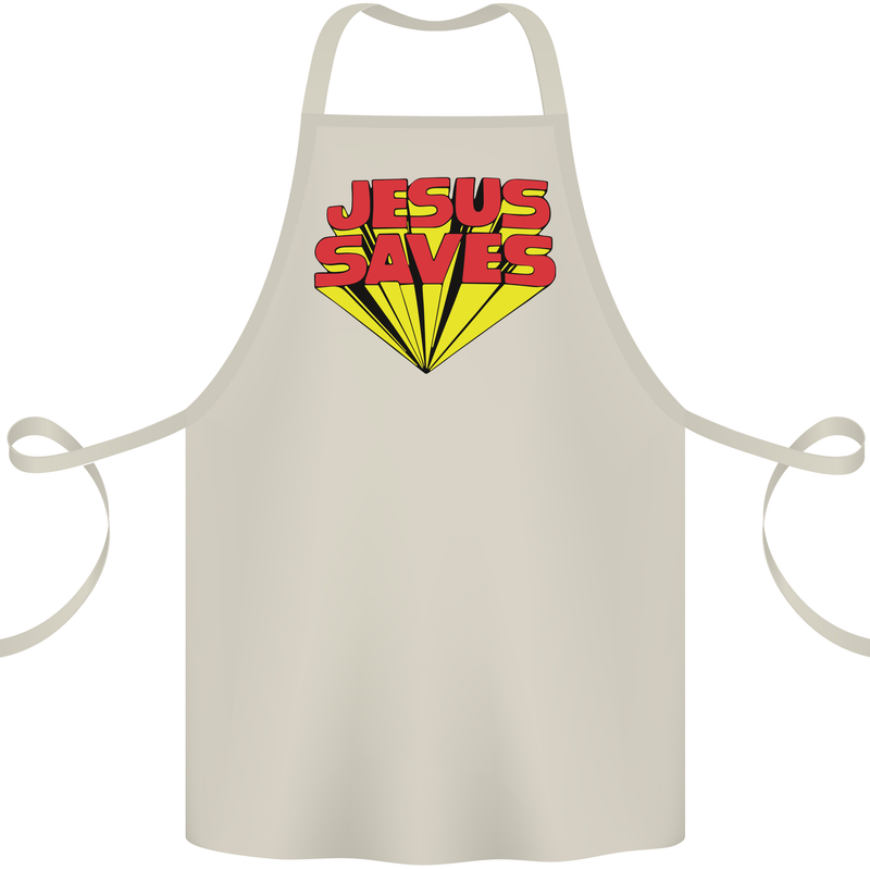 Jesus Saves Funny Christian Cotton Apron 100% Organic Natural