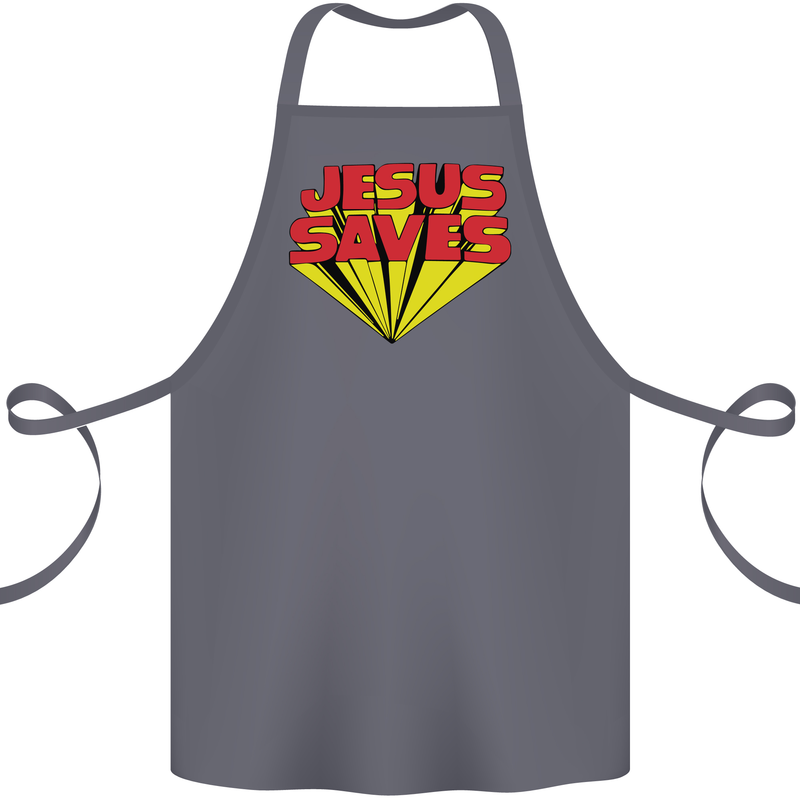 Jesus Saves Funny Christian Cotton Apron 100% Organic Steel