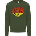 Jesus Saves Funny Christian Kids Sweatshirt Jumper Forest Green