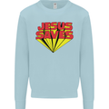 Jesus Saves Funny Christian Kids Sweatshirt Jumper Light Blue