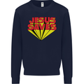 Jesus Saves Funny Christian Kids Sweatshirt Jumper Navy Blue