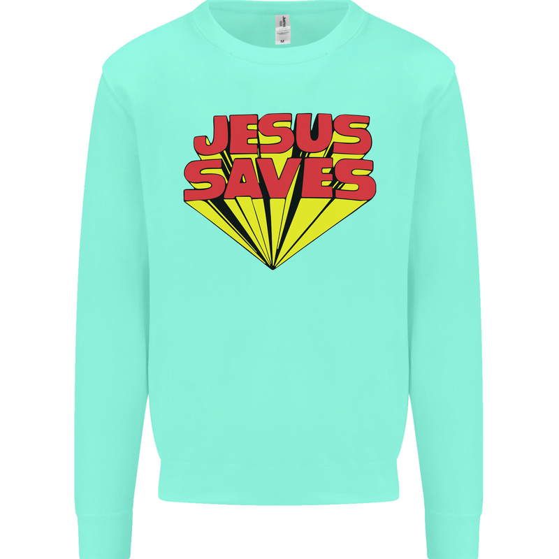 Jesus Saves Funny Christian Kids Sweatshirt Jumper Peppermint