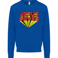 Jesus Saves Funny Christian Kids Sweatshirt Jumper Royal Blue