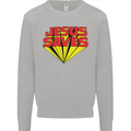 Jesus Saves Funny Christian Kids Sweatshirt Jumper Sports Grey