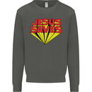 Jesus Saves Funny Christian Kids Sweatshirt Jumper Storm Grey