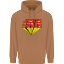 Jesus Saves Funny Christian Mens 80% Cotton Hoodie Caramel Latte