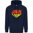 Jesus Saves Funny Christian Mens 80% Cotton Hoodie Navy Blue