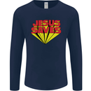 Jesus Saves Funny Christian Mens Long Sleeve T-Shirt Navy Blue