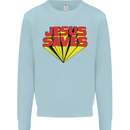 Jesus Saves Funny Christian Mens Sweatshirt Jumper Light Blue