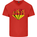Jesus Saves Funny Christian Mens V-Neck Cotton T-Shirt Red